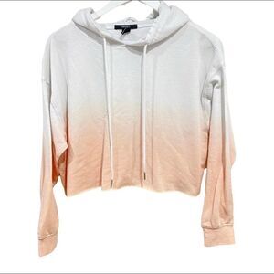 Forever 21 dip dyed hoodie Raw hem crop small long sleeve Distressed